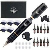 Tattoo Machine Kit Professional Wireless Tattoo Pen Kit Detachable RC Tattoo Power Supply,Tattoo Motor Unit Color Black