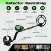 Metal detector with tri tone audio, adjustable 180mm depth detection, suitable for beaches, gardens, lightweight ergonomic design