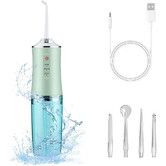 Electric Water Flosser Cordless for Teeth 3 Modes 4 Jet Tips Cleaning and Flossing Water Dental Portable Floss Irrigator Oral Water Flossed, Green