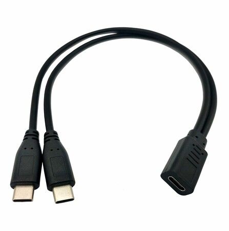 USB C Splitter Charge Cable,1 Feet USB Type C Female to 2 Dual USB Type C Male Y Splitter Extension Charging Cable, Only for Charging