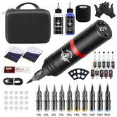 Wireless Tattoo Pen Kit with LED Screen Display and 10500 RPM Adjustable Stroke Professional Tattoo Machine Kit,Black And Red