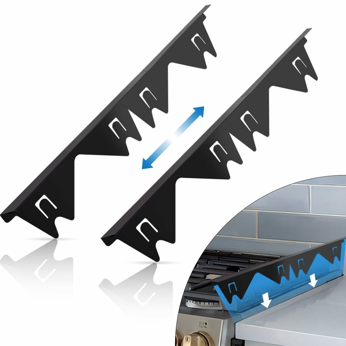 Stainless Steel Stove Counter Gap Cover 2 Pack,Stove Guard,Stove Gap Filler for Kitchen,Range Trim Kit Adjustable Length