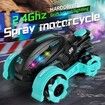 Remote Control Motorcycle, RC Dirt Bike with Light Music Drift RC Car Stunt Motorbike Gift for Kids,Blue