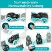 Remote Control Motorcycle, RC Dirt Bike with Light Music Drift RC Car Stunt Motorbike Gift for Kids,Blue