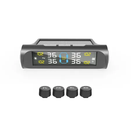 Solar Car TPMS Tire Pressure Alarm Digital Colorful Display 4 External Sensors Waterproof Tire Presssure Monitoring System External Version