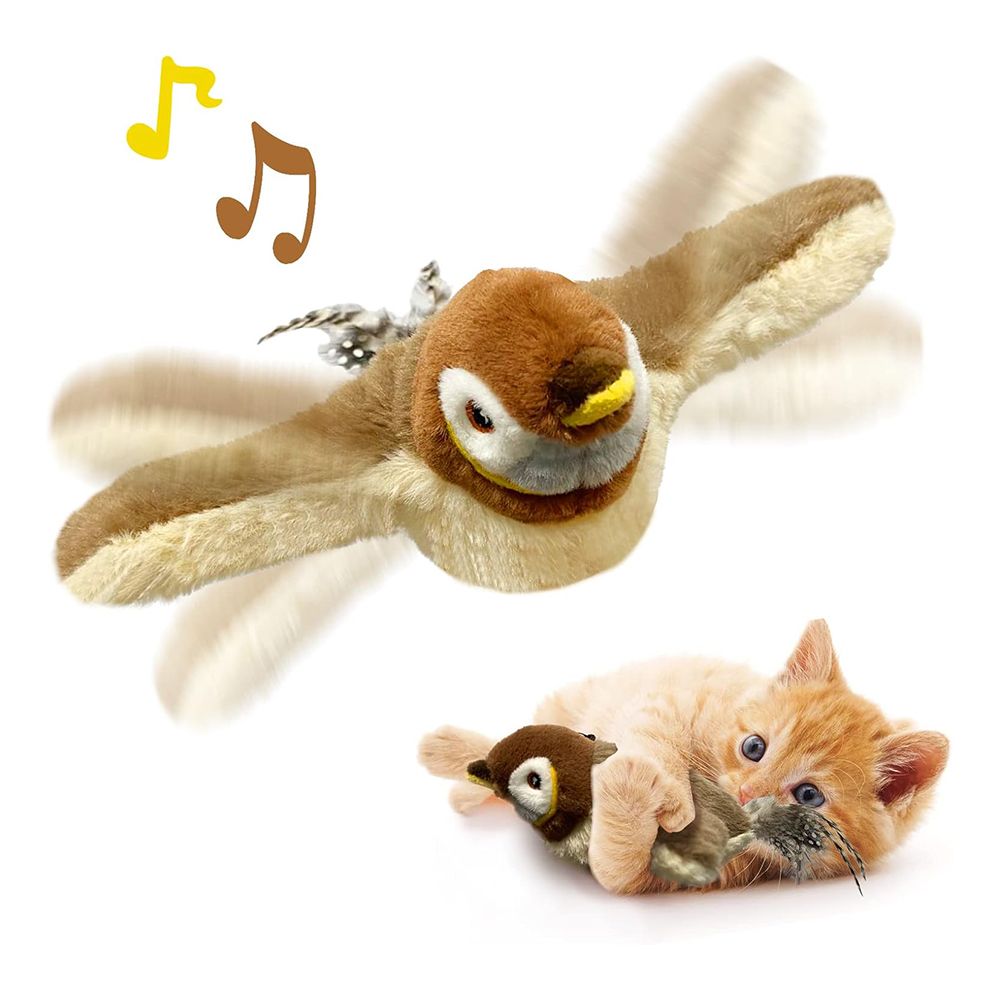 Cat Toys, Flapping Wings Sparrow Catnip Toys, Vivid Chirping, Simulation Bird Interactive Cat Toy