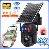 Solar-Powered 20X Zoom Dual Lens Security Camera with AI Human Detection, 50M Night Vision, IP66 Waterproof, 2-Way Audio for Indoor/Outdoor