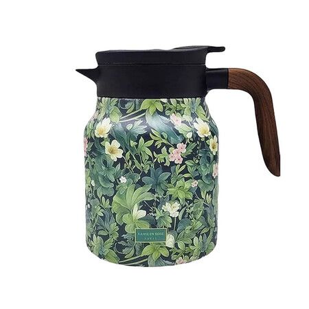 Raidley Vintage Floral Pattern Tea Thermos,Doresty Thermos Tea Pot,Vintage Floral Pattern Tea-Built-In Infuser,Stainless Steel Thermal Carafe,Green