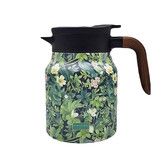 Raidley Vintage Floral Pattern Tea Thermos,Doresty Thermos Tea Pot,Vintage Floral Pattern Tea-Built-In Infuser,Stainless Steel Thermal Carafe,Green