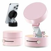 Adjustable Mechanical Vacuum Magnetic Car Suction Phone Holder with Telescopic Structure,Suction Cup Magnetic Phone Mount for Car/Travel/Desktop,Pink