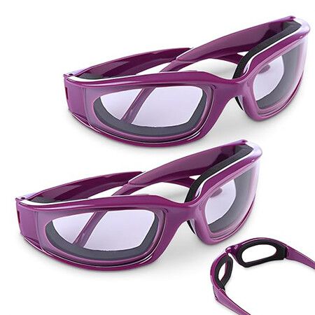 2Pcs Onion Goggles Tear Free Kitchen Eye Glasses Onion Cutting Goggles with Inside Sponge, Purple