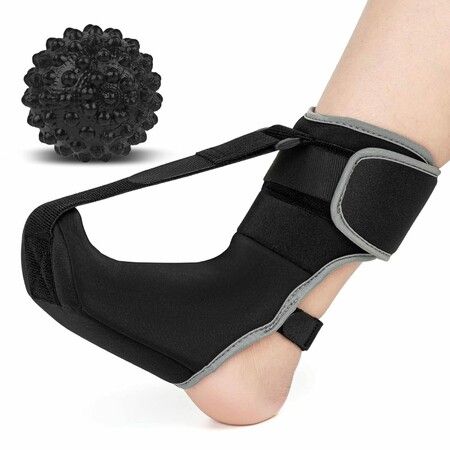 Plantar Fasciitis Night Splint Sock with Massage Ball for Plantar Fasciitis Relief, Soft & Comfortable Foot Brace for Achilles Tendonitis Heal Spur Foot