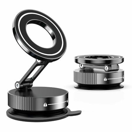 Vacuum Magnetic Phone Holder Suction Magnetic 360 Degree Adjustable Car Phone Holder,Cell Phone Holders with Adhesive Paper(Black)