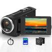 Video Camera Camcorder,QHD 2.7K Camcorder 50MP 16X Digital Video Camera,2.8In 270 Degree Rotation Screen Vlogging Camera with 32GB Card and Two Batteries