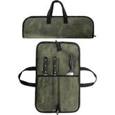 Knife Bag with 4 Pockets for Knives and Kitchen Tools, Knife Bag with Handle for Camping Picnic Storage, Green (Bag Only)
