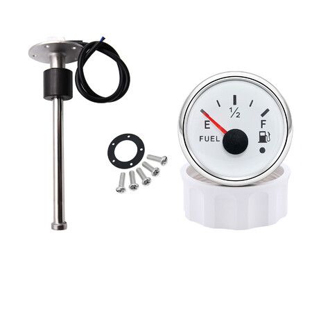 125mm 240-33ohms Fuel Level Sensor Sender+White 52mm Fuel Level Gauge for Boat Car Truck ATV