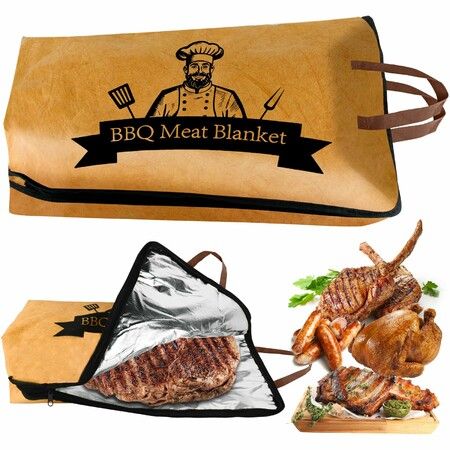 BBQ Blanket for Resting Meat 21 Inch Large Bag,Reusable Insulated Brisket Resting Blanket,Wide Mouth Design Barbecue Blanket Fit Large Meat