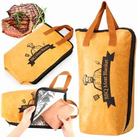 BBQ Blanket for Resting Meat 15 Inch Large Bag,Reusable Insulated Brisket Resting Blanket,Wide Mouth Design Barbecue Blanket Fit Large Meat