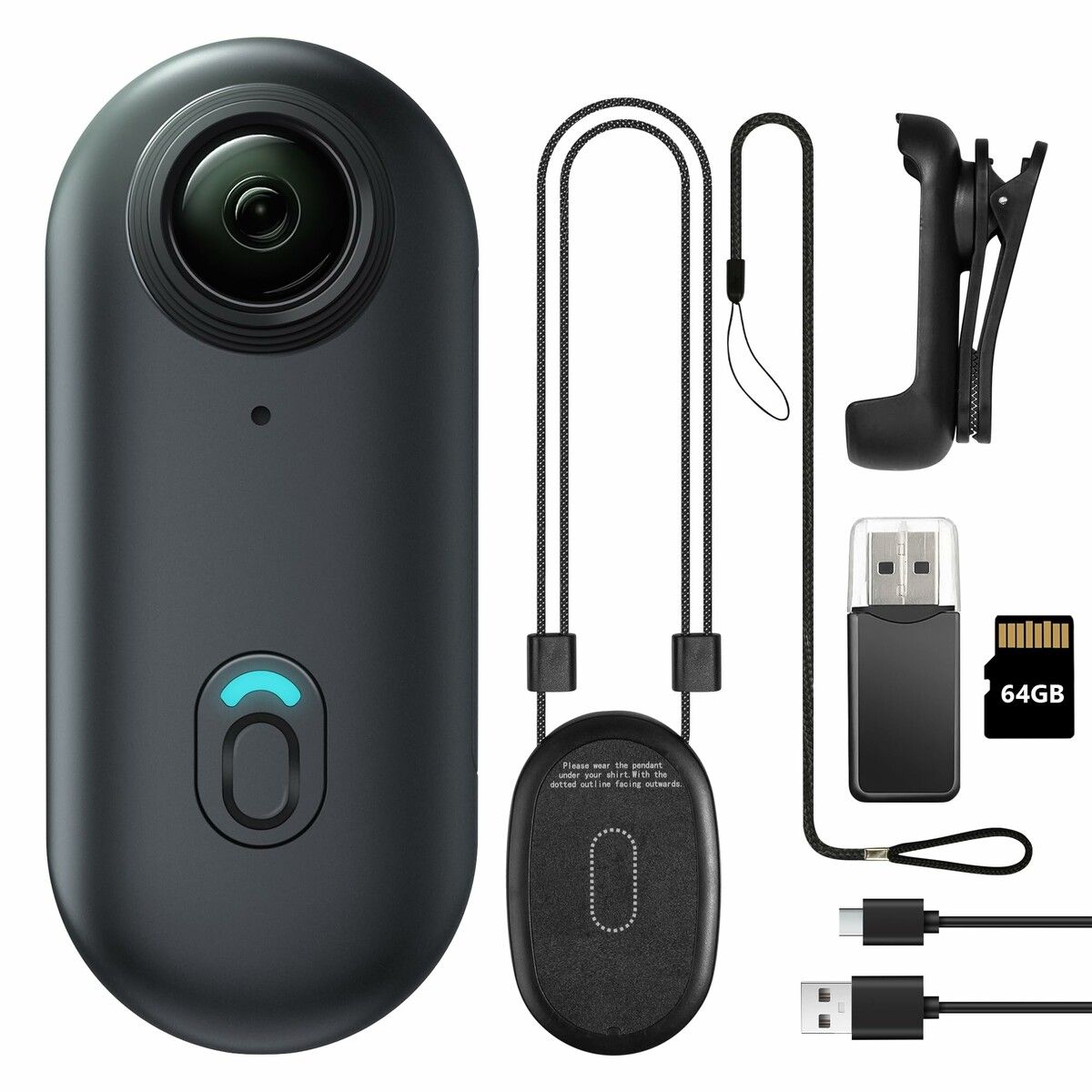 64GB FHD 1080P Mini Body Camera,Wearable Action Body Cam,Thumb Size Hands Free Recording Body Worn Camera,Premium Portable Camcorder (Black)