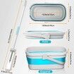 1 set Mop Pads Aluminum Flat Mop and Bucket Set with Wringer Foldable Silicone Mop Head No Electricity Needed Floor Cleaning