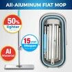 1 set Mop Pads Aluminum Flat Mop and Bucket Set with Wringer Foldable Silicone Mop Head No Electricity Needed Floor Cleaning