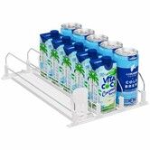 Drink Organizer for Fridge Pusher Glide,Spring Loaded Fridge Drink Dispenser, Self Pushing Beer Bottle Beverage Organizer Drink Holder 3 Rows,White