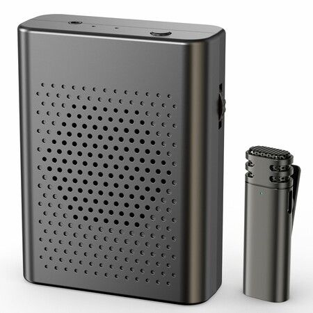 Wireless Voice Amplifier with Wireless Lavalier Lapel Microphone,PA System Portable Speaker Cordless Condenser Recording Mic for Teacher,Streaming
