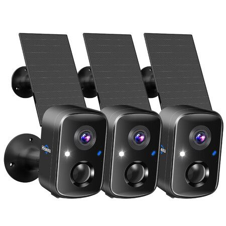 Solar Security Cameras Wireless Outdoor,Battery Powered 3K 4MP Surveillance Indoor WiFi Smart Cameras,Motion Detection,Night Vision,2 Way Audio (3Pack)