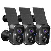 Solar Security Cameras Wireless Outdoor,Battery Powered 3K 4MP Surveillance Indoor WiFi Smart Cameras,Motion Detection,Night Vision,2 Way Audio (3Pack)