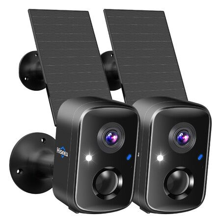 Solar Security Cameras Wireless Outdoor,Battery Powered 3K 4MP Surveillance Indoor WiFi Smart Cameras,Motion Detection,Night Vision,2 Way Audio (2Pack)
