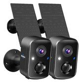 Solar Security Cameras Wireless Outdoor,Battery Powered 3K 4MP Surveillance Indoor WiFi Smart Cameras,Motion Detection,Night Vision,2 Way Audio (2Pack)
