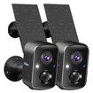 Solar Security Cameras Wireless Outdoor,Battery Powered 3K 4MP Surveillance Indoor WiFi Smart Cameras,Motion Detection,Night Vision,2 Way Audio (2Pack)