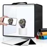 Light Box Photography,Photo Box with 88 High Color Rendering Index LED Lights,6 Color PVC Backdrops,4 Reflection Boards and 1 Diffuser (25x25cm)