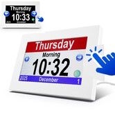 8 Inch Touch Screen Button Clock  Seniors Large Fonts Dementia Clocks Clear Display Calendar Voice Reminder Digital Photoframe Elderly Alzheimer Clock
