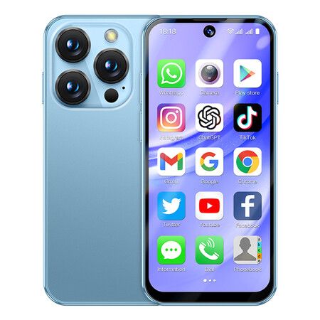 Mini Phone 3.88In HD Touch Screen Mini Smartphone Unlocked Android Compact Mobile Phone 3GB+32GB Blue