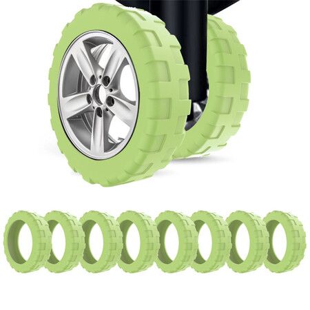8Pcs Luggage Compartment Wheel Protection Cover,Shock Proof Carry on Luggage Wheels Cover,Wear Resistant and Noise Reducing, Green