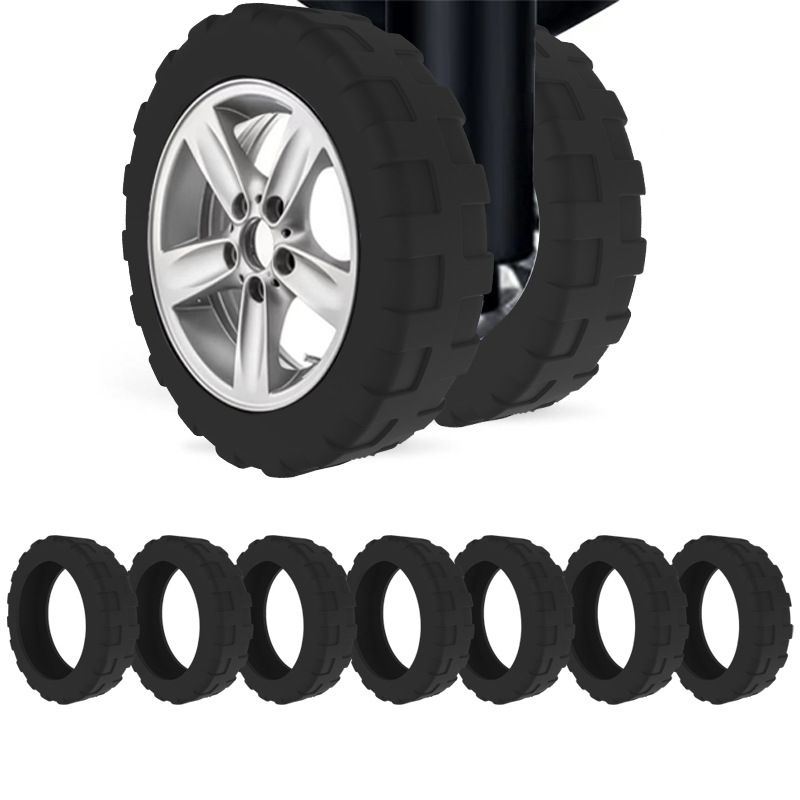 8Pcs Luggage Compartment Wheel Protection Cover,Shock Proof Carry on Luggage Wheels Cover,Wear Resistant and Noise Reducing, Black