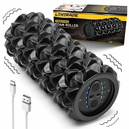 Vibrating Foam Roller Rechargeable High Density Massage Muscle Roller Back Roller Foam for Back Relief Muscle Recovery with 5 Speed