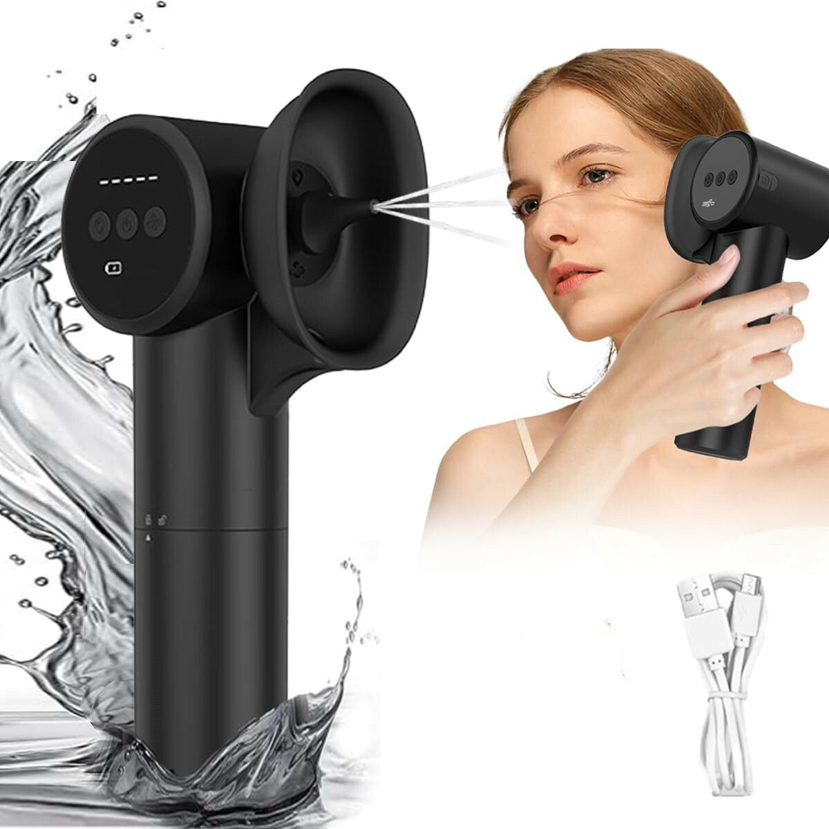 Ear Wax Removal Kit with Dual Water Tank Electric Ear Cleaner Tool with Ear Dryer Irrigation Flushing System 5 Modes,Black
