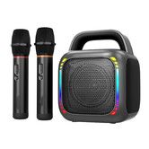 Karaoke Machine 2 Wireless Mics Portable Bluetooth Speaker 50W Handle RGB Lights