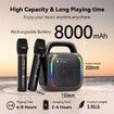 Karaoke Machine 2 Wireless Mics Portable Bluetooth Speaker 50W Handle RGB Lights