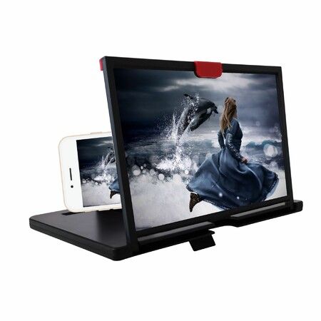 Black 10 Inch Pull Out Mobile Video Screen Magnifier 3D Video Screen Amplifier Mobile Phone Holder
