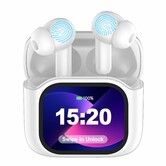 AI Language Translation Earbuds,In-Ear LCD Touchscreen Real-Time Translator for 144 Languages and Accents,Ideal for Travel and Business,White