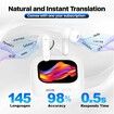 AI Language Translation Earbuds,In-Ear LCD Touchscreen Real-Time Translator for 144 Languages and Accents,Ideal for Travel and Business,White