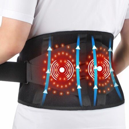 Cordless Heating Pad Massager Back Portable Wearable 5 Heat 2 Motors Auto-Off Heated Support Brace Waist Belt