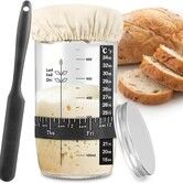 Sourdough Starter Jar Kits, 730ml Sourdough Glass Jar With Thermometer, Feeding Band, Silicone Spatula, Cloth Cover,Home Baking Supplies