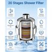 20 Stage Shower Head Filter High Output Removes Chlorine & Fluoride With 3 Replaceable Cartridges