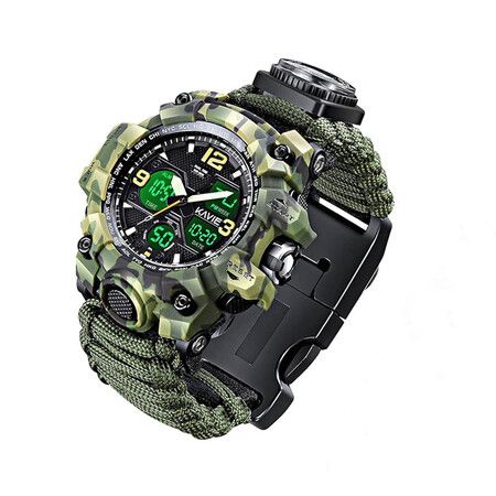 Mens Tactical Digital Watch, 23 in 1 Survival Multi-Functional Army Outdoors Waterproof Camouflage Sports Watches