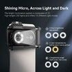200X Phone Mini Pocket Microscope with 12 LED Light Modes,Nano Zoom Portable Digital Microscope Camera Attachments for Smartphone,CPL Lens,Quick Focus Slide