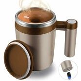 Self Stirring Mug,Rechargeable Auto Magnetic Coffee Mug with 2Pc Stir Bar,Waterproof Automatic Mixing Cup